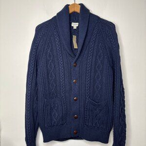 NWT J Crew Cable Knit Shawl Collar Cardigan Sweater Men's M Coastal Fisherman